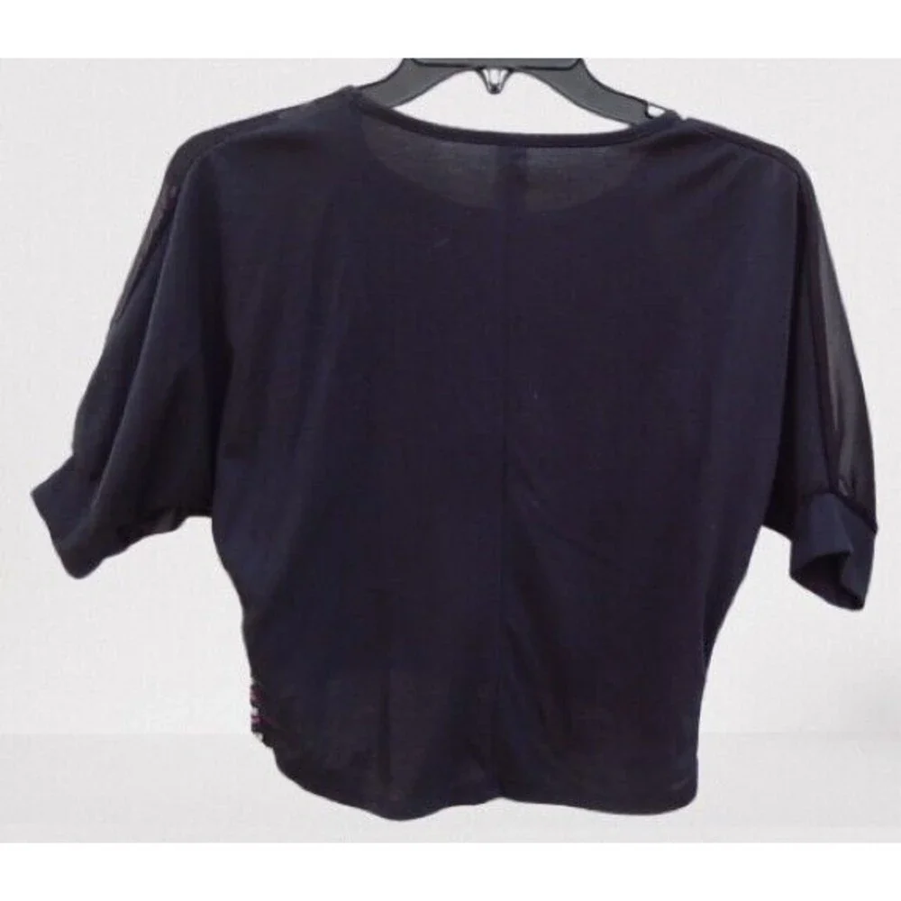 Beautees Girls T-Shirt Top Sz S 3/4 Sleeve High-Low Round Neck Relaxed Sequin - Picture 2 of 8